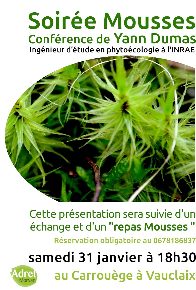 Samedi 31 janvier 2026 à 18h30 Soirée Mousses, conférence de Yann Dumas