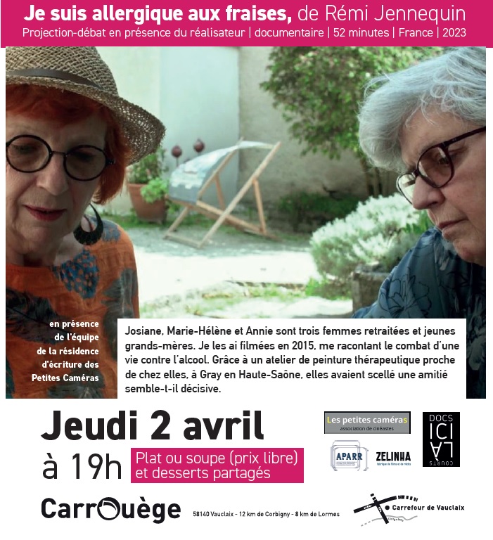 jeudi 2 avril à 19h : ciné-club Je suis allergique aux fraises, de Rémi Jennequin